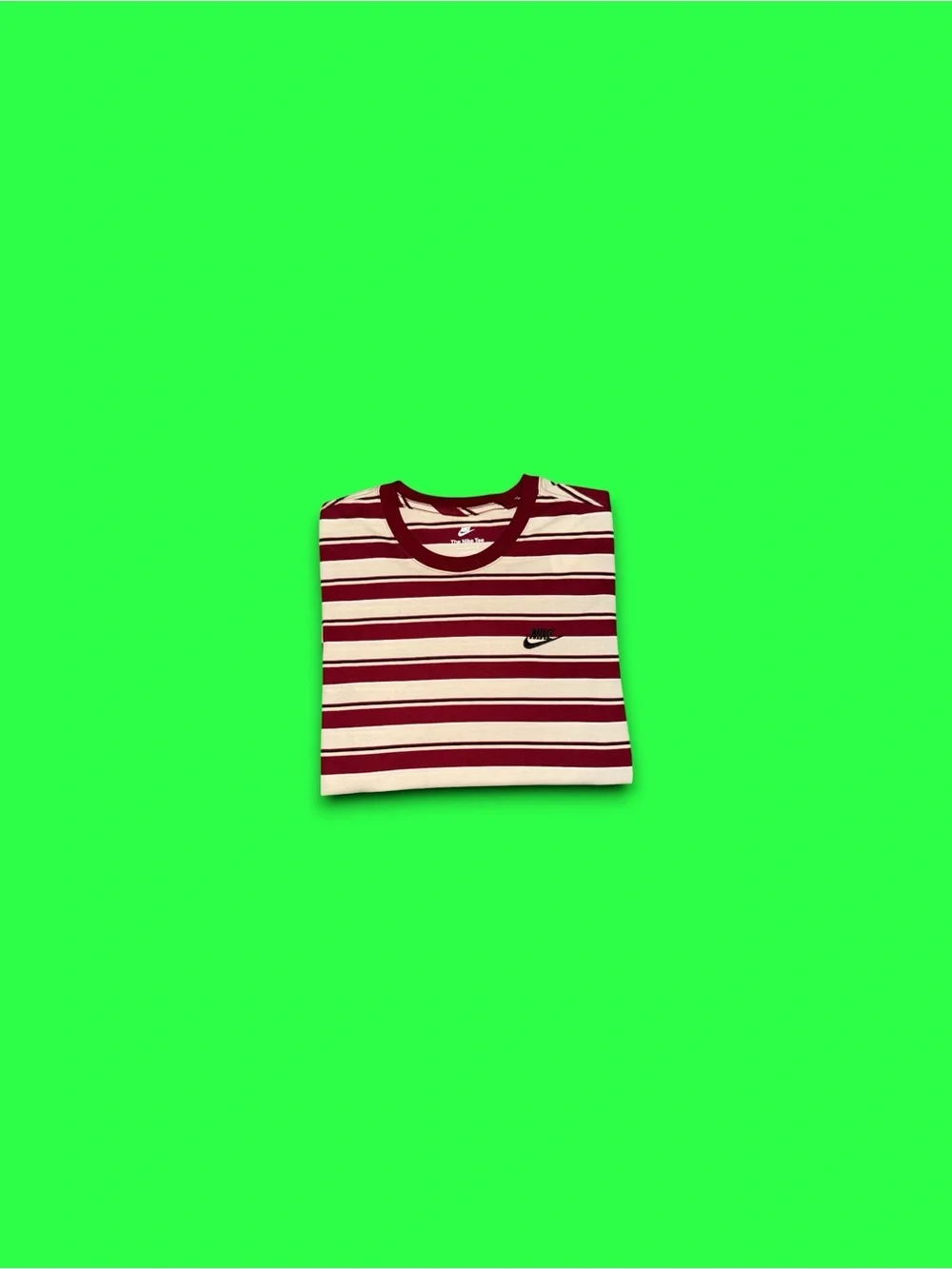 Nike Shirt Mens Large Burgundy White Striped Embroidered Swoosh Retro Basic